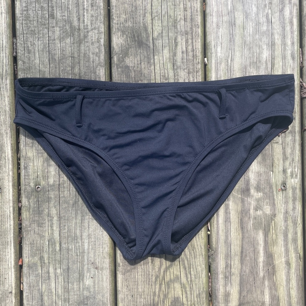 Black bikini bottoms with belt loops
